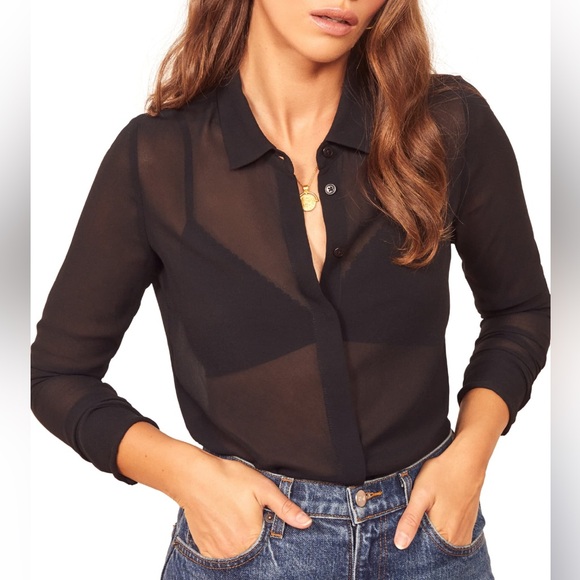 Reformation Tops - Reformation Violet long sleeve button up - size small - sheer - worn once